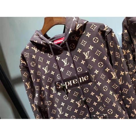 supreme louis vuitton hoodie price brown